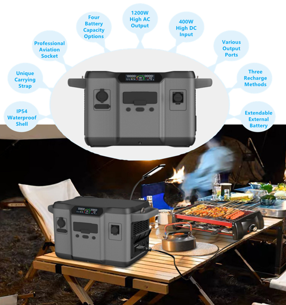 Generatore solare ad alte prestazioni da 1200 W per la ricarica di backup